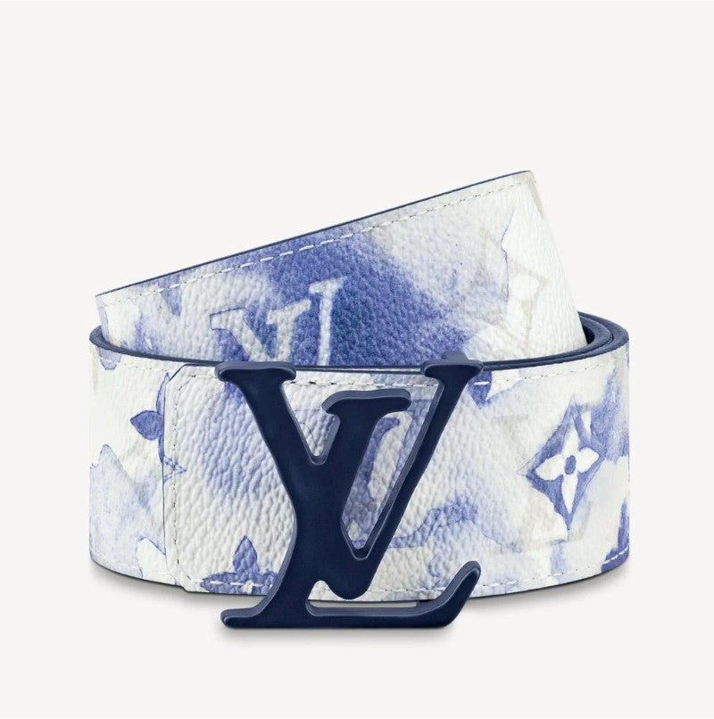 lv initiales reversible belt – blue/white monogram