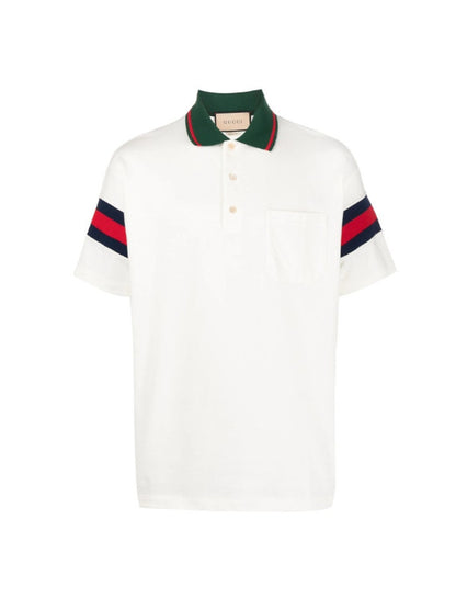 Web-stripe jersey polo shirt