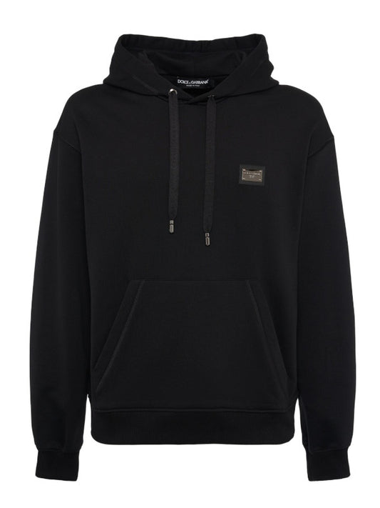 Plaque Cotton Jersey Hoodie