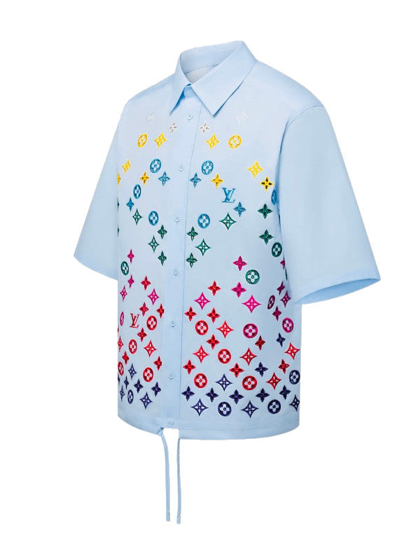 rainbow monogram gradient shirt – light blue