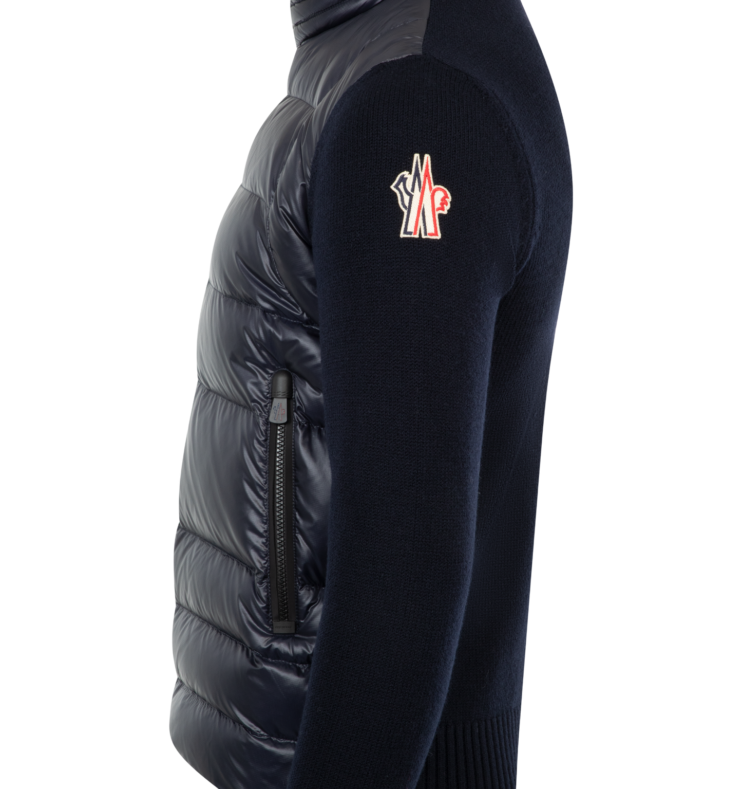 padded wool zip-up cardigan