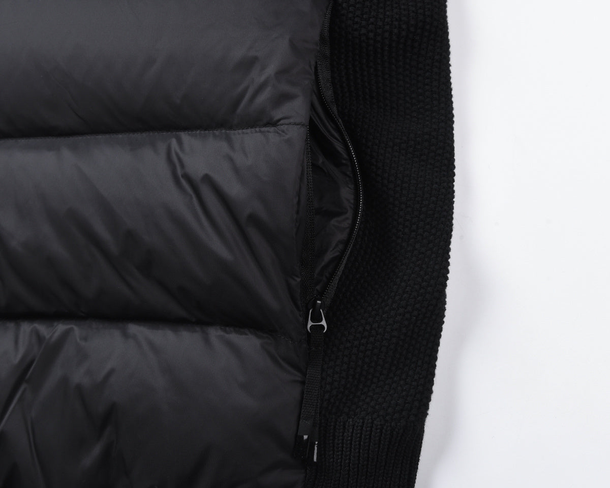knit-sleeve down puffer jacket