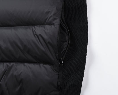 Knit-Sleeve Down Puffer Jacket