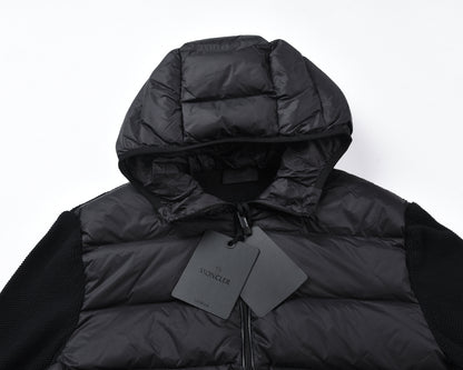 Knit-Sleeve Down Puffer Jacket