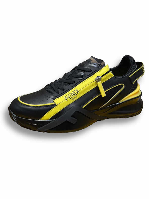 black & yellow flow low-top sneakers