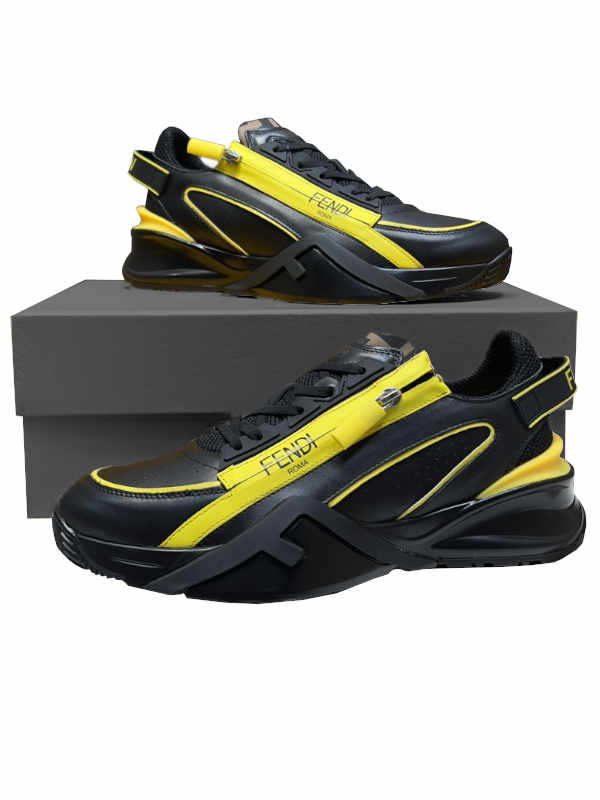 black & yellow flow low-top sneakers