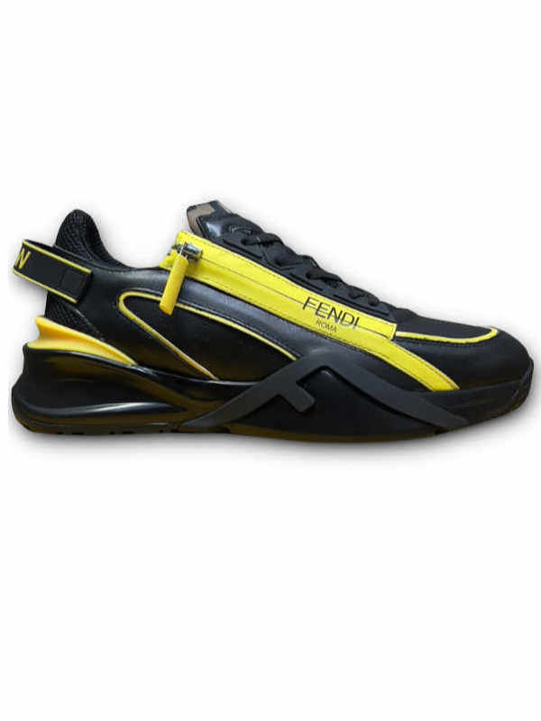 black & yellow flow low-top sneakers