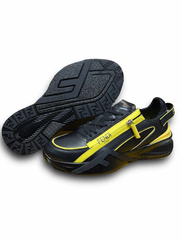 black & yellow flow low-top sneakers