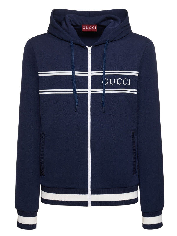 gucci logo tech zip-up hoodie