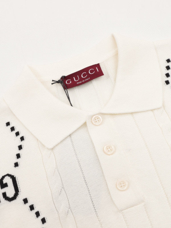 gg intarsia polo top