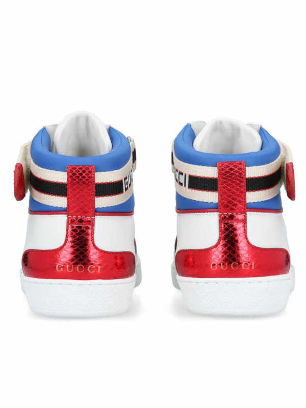 white leather stripe ace high top sneakers
