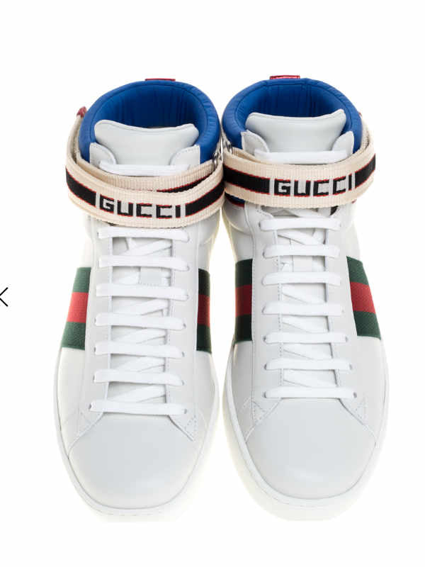 white leather stripe ace high top sneakers