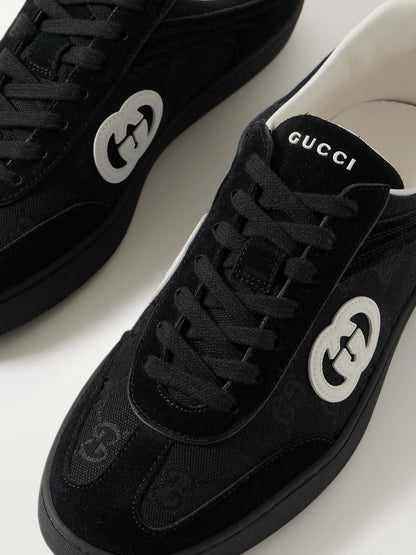 GG Embroidered Suede Sneakers