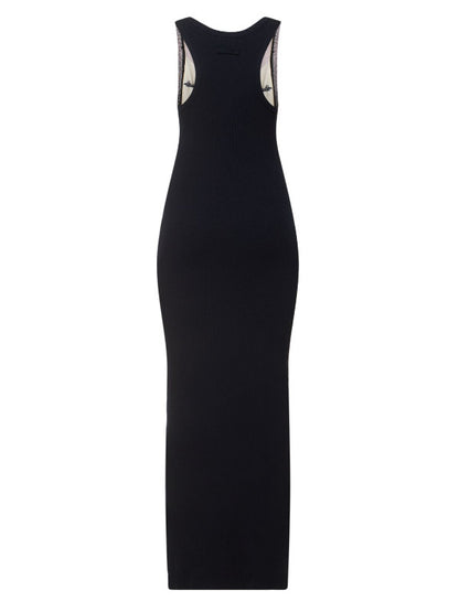 Striped Printed Mesh Long Dress