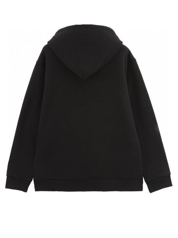 black staple-pin logo hoodie