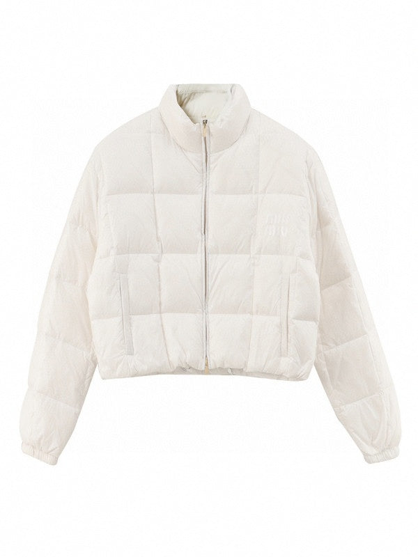 miu miu logo-print padded jacket