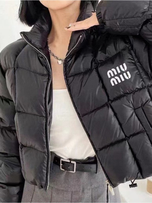 miu miu logo-print padded jacket