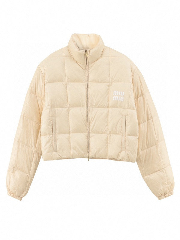 miu miu logo-print padded jacket