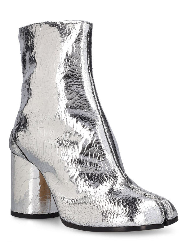 tabi crackled leather ankle boots