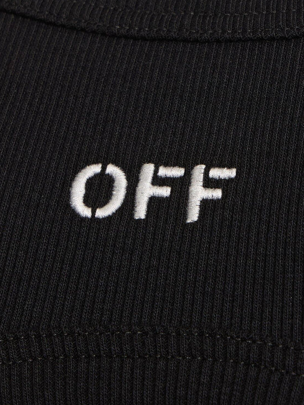 off stamp cotton blend rib dress
