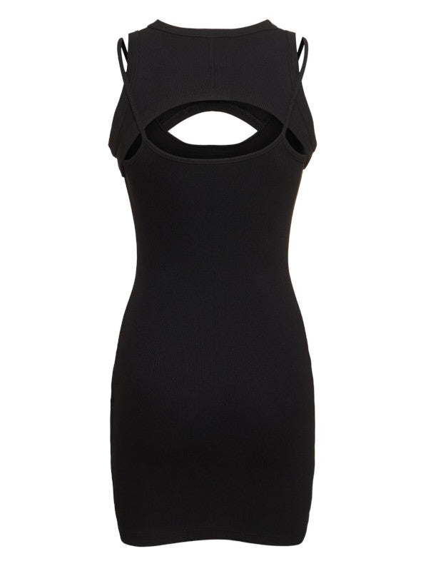 off stamp cotton blend rib dress