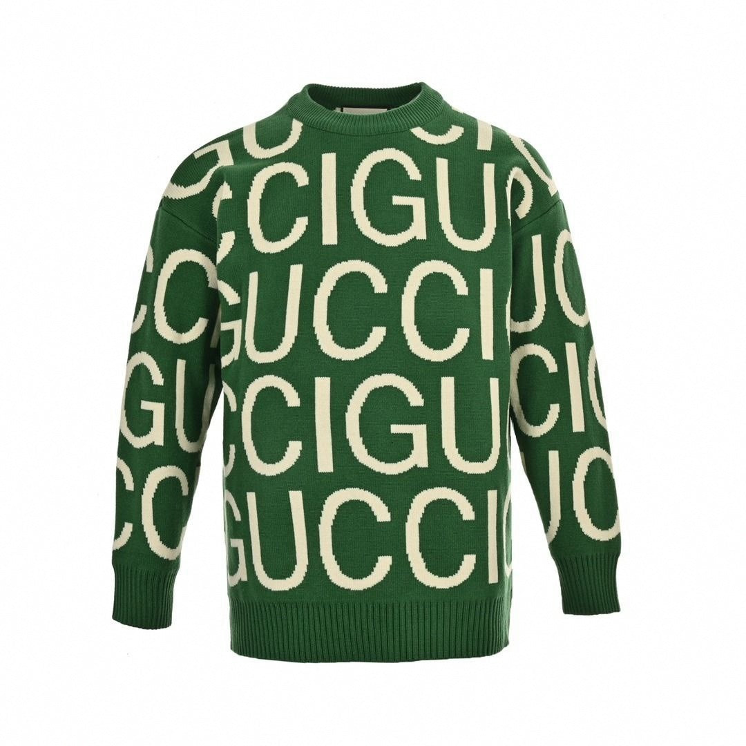logo-intarsia wool jumper